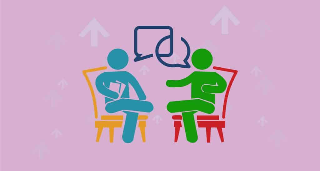 Image of two clip art persons chatting